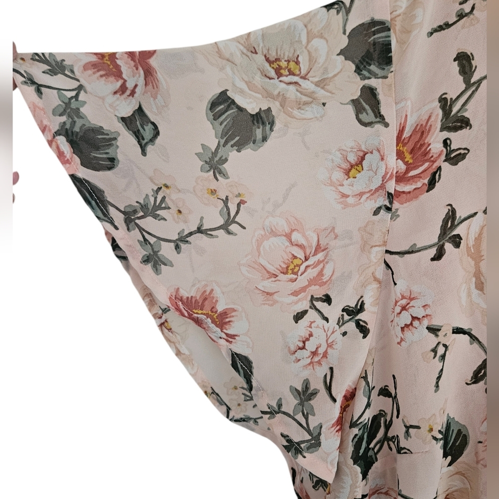 Torrid Light Pink Floral Chiffon Hi-Lo Babydoll /Tunic ~ Lexie ~ Size 6 - Picture 4 of 5